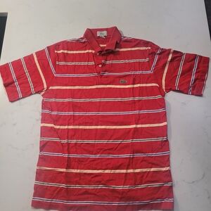 Lacoste Vibrant Red Polo with Stripes